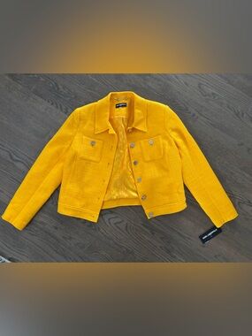 Karl Lagerfeld Paris Mustard Yellow Textured Jacket